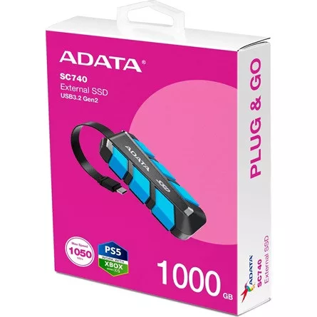 ADATA SC740 1TB USB-C 3.2 Gen2 ütésálló külső SSD kék-fekete
