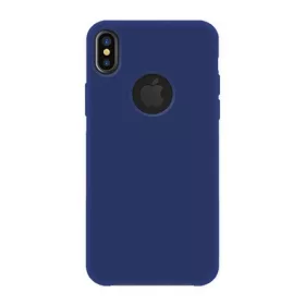   Blautel iPhone XS Max 6.5 4-OK SILK műanyag telefonvédő gumírozott, logó kivágás, SÖTÉTKÉK