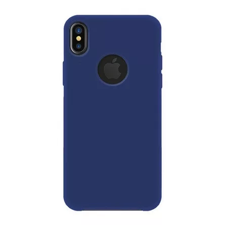 Blautel iPhone XS Max 6.5 4-OK SILK műanyag telefonvédő gumírozott, logó kivágás, SÖTÉTKÉK