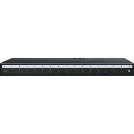 Logilink USB-C többszörös töltő (IPSS), 15 portos, PD, intelligens, fekete