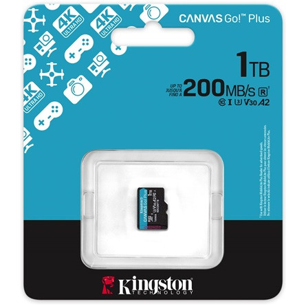 Kingston 1TB Canvas Go! Plus Gen4 Class10 UHS-I U3 V30 A2 microSDXC memóriakártya Single Pack