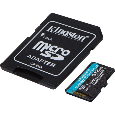 Kingston 512GB Canvas Go! Plus Gen4 Class10 UHS-I U3 V30 A2 microSDXC memóriakártya