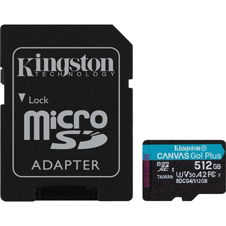 Kingston 512GB Canvas Go! Plus Gen4 Class10 UHS-I U3 V30 A2 microSDXC memóriakártya