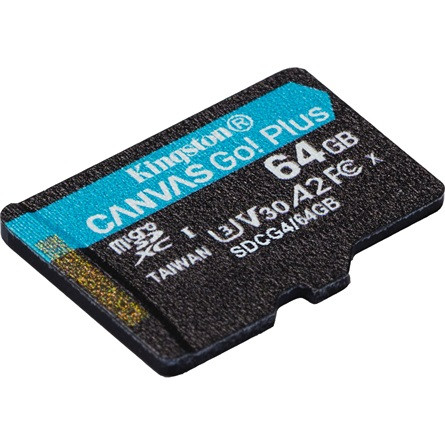 Kingston 64GB Canvas Go! Plus Gen4 Class10 UHS-I U3 V30 A2 microSDXC memóriakártya Single Pack