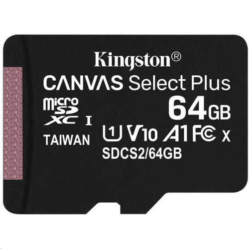 Kingston 64GB SD micro Canvas Select Plus (SDXC Class 10 A1) (SDCS2/64GBSP) memó