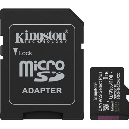 Kingston 1TB Canvas Select Plus Gen3 Class 10 UHS-1 A1 microSDXC memóriakártya