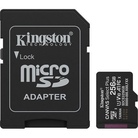Kingston 256GB Canvas Select Plus Gen3 Class 10 UHS-1 A1 microSDXC memóriakártya