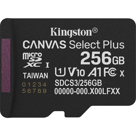 Kingston 256GB Canvas Select Plus Gen3 Class 10 UHS-1 A1 microSDXC memóriakártya