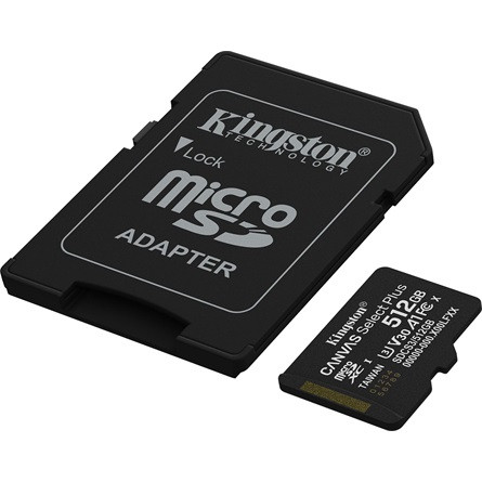 Kingston 512GB Canvas Select Plus Gen3 Class 10 UHS-1 A1 microSDXC memóriakártya