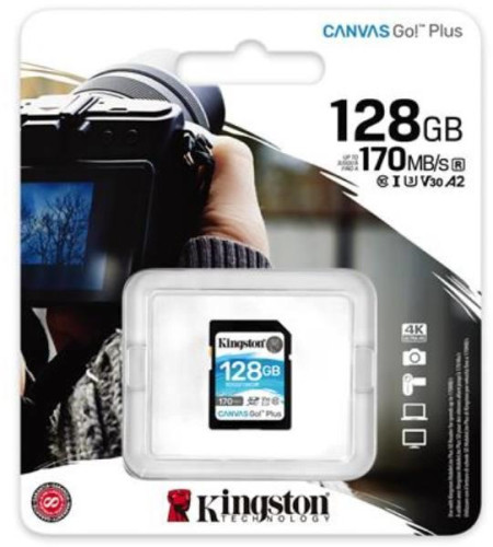 Kingston 128GB SD Canvas Go Plus (SDXC Class 10 UHS/I U3) (SDG3/128GB) memória k