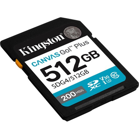 Kingston 512GB Canvas Go! Plus Gen4 UHS1 U3 V30 SDXC memóriakártya