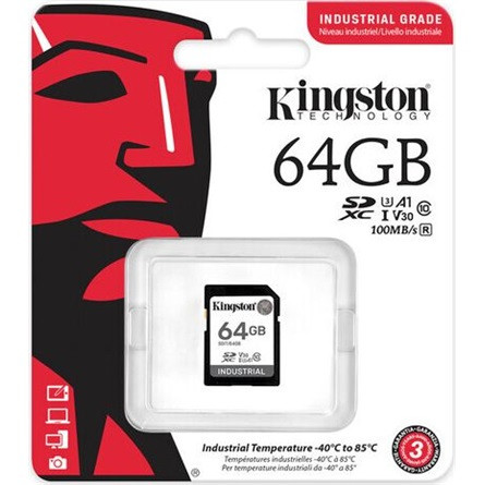 Kingston 64GB Industrial -40C to 85C UHS-1 Class10 U3 V30 A1 SDXC memóriakártya