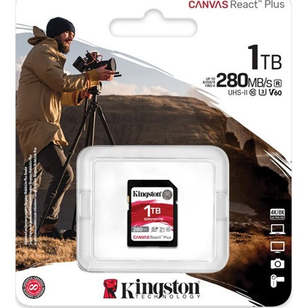 Kingston 1TB Canvas React Plus SDXC UHS-II 280R/150W U3 V60 for Full HD/4K