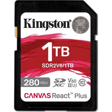 Kingston 1TB Canvas React Plus SDXC UHS-II 280R/150W U3 V60 for Full HD/4K