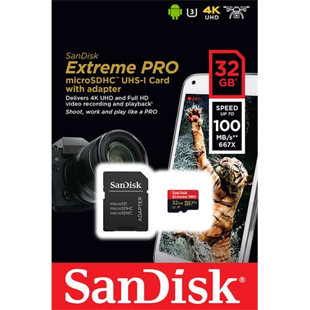 Sandisk 32GB Extreme Pro Class 10 UHS-1 microSDHC memóriakártya