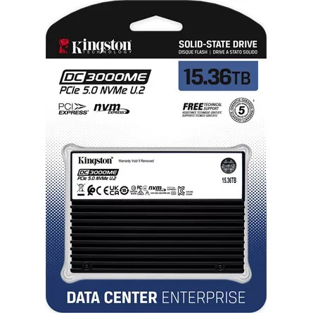 Kingston Data Center 15.36TB DC3000ME U.2 PCIe 5.0 NVMe TCG Opal Enterprise SSD