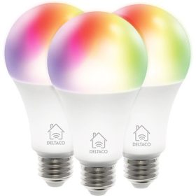   Deltaco SH-LE27RGB-3P (3db) 810lm RGB E27 gömb LED Wi-Fi smart home fényforrás