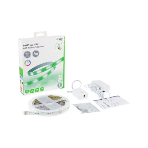 DELTACO SMART HOME SH-LS3M színes LED szalag, 3m, 16 Mio szín, meleg és hideg fehér, WIFI
