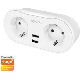   Logilink Wi-Fi intelligens csatlakozóaljzat, 2 utas (CEE 7/3), 2x USB, Tuya kompatibilis