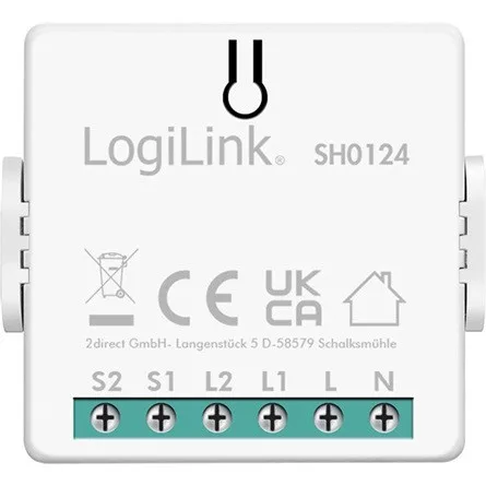 LogiLink Wi-Fi smart 2 CH kapcsolómodul, Tuya kompatibilis
