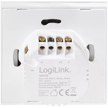 LogiLink Wi-Fi intelligens kettős fali kapcsoló, Tuya kompatibilis