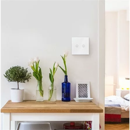 LogiLink Wi-Fi intelligens kettős fali kapcsoló, Tuya kompatibilis