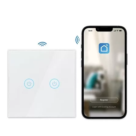 LogiLink Wi-Fi intelligens kettős fali kapcsoló, Tuya kompatibilis