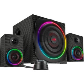  SPEEDLINK SL-830100-BK Gravity Carbon RGB háttérvilágítású 2.1 mélynyomó rendszer, fekete
