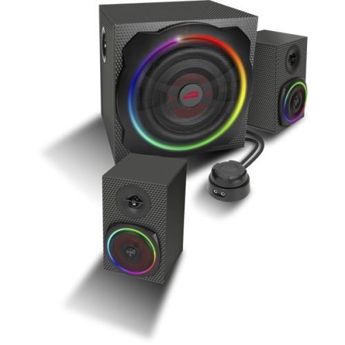 SPEEDLINK SL-830100-BK Gravity Carbon RGB háttérvilágítású 2.1 mélynyomó rendszer, fekete