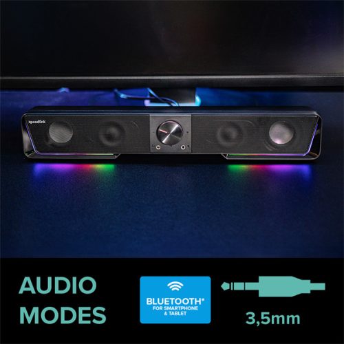 SPEEDLINK SL-830200-BK Gravity sztereó soundbar RGB megvilágítással - fekete