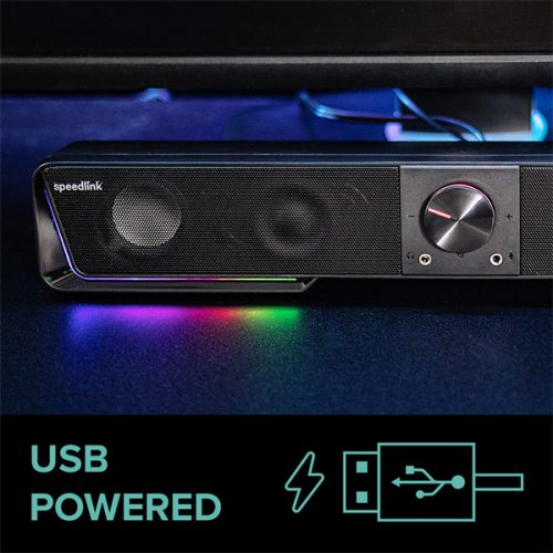 SPEEDLINK SL-830200-BK Gravity sztereó soundbar RGB megvilágítással - fekete