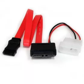   StarTech SATA Molex Power 4pin -> SATA Slimline 13pin F/F adatkábel 0.3m piros