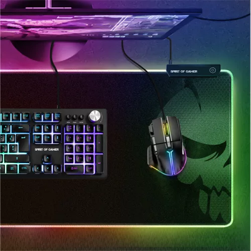 Spirit of Gamer Egérpad - Darkskull RGB Mouse Pad XXXL (RGB háttérvilágítás, USB Hub, 900 x 400 x 4mm; fekete)