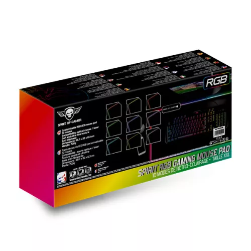 Spirit of Gamer Egérpad - RGB Large (RGB háttérvilágítás, 800 x 300 x 4mm; fekete)
