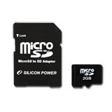 SILICON POWER Micro SD Card 1GB with Two Adapters