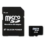 SILICON POWER Micro SD Card 2GB with SD Adapter