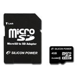 SILICON POWER Micro SDHC Card 4GB (Class 2) without SD Adapter