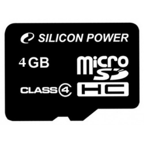 SILICON POWER 4GB,microSDHC Class4Retail with adapter