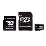 SILICON POWER Micro SDHC Card 4GB (Class 4) with Two Adapters