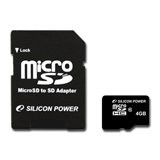 SILICON POWER Micro SDHC Card 4GB (Class 10) with SD Adapter