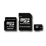 SILICON POWER Micro SDHC Card 4GB (Class 10) with Two Adapters