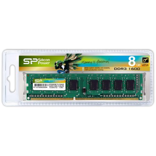 SILICON POWER DDR3-1600,U-DIMM,8GB,NON ECC,512Mx8
