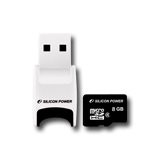 SILICON POWER Memória - Flash kártyák SILICON POWER NAND Flash Micro SDHC 8GB Class 4, 1pcs with 2 in 1 Card Reader