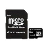SILICON POWER Micro SDHC Card 8GB (Class 6) with SD Adapter