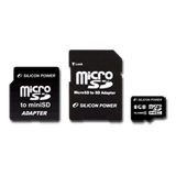 SILICON POWER Micro SDHC Card 8GB (Class 6) with Two Adapters