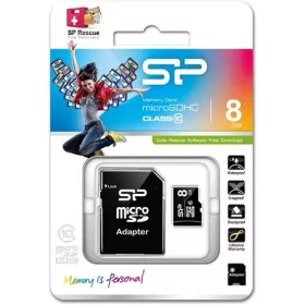   Silicon Power MicroSD kártya - 8GB microSDHC Class10 + adapter