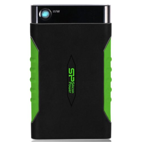 Silicon Power Armor - A15 1TB Portable HDD USB 3.2 Gen 1 Black & Green, Anti-shock, MIL-STD 810F Method 516.5 Procedure IV, LED light, Backup button