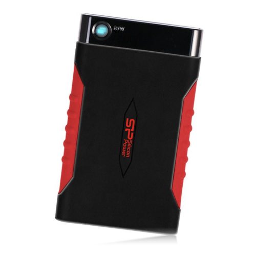 Silicon Power Armor - A15 1TB Portable HDD USB 3.2 Gen 1 Black & Red, Anti-shock, MIL-STD 810F Method 516.5 Procedure IV, LED light, Backup button