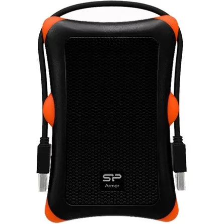 Silicon Power Armor - A30 1TB Portable HDD USB 3.2 Gen 1 Anti-shock, Black/Orange, MIL-STD 810F Method 516.5 Procedure IV, LED light
