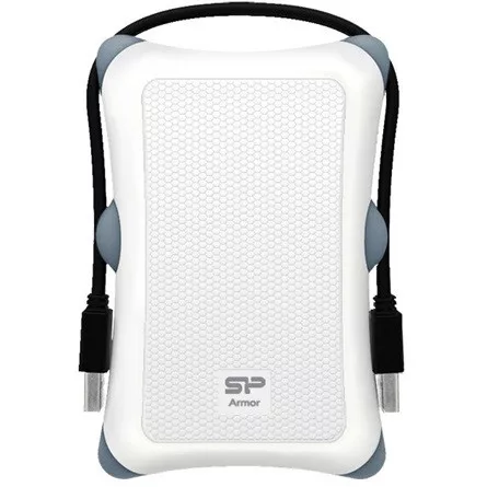 Silicon Power Armor - A30 1TB Portable HDD USB 3.2 Gen 1 Anti-shock, White/Black, MIL-STD 810F Method 516.5 Procedure IV, LED light